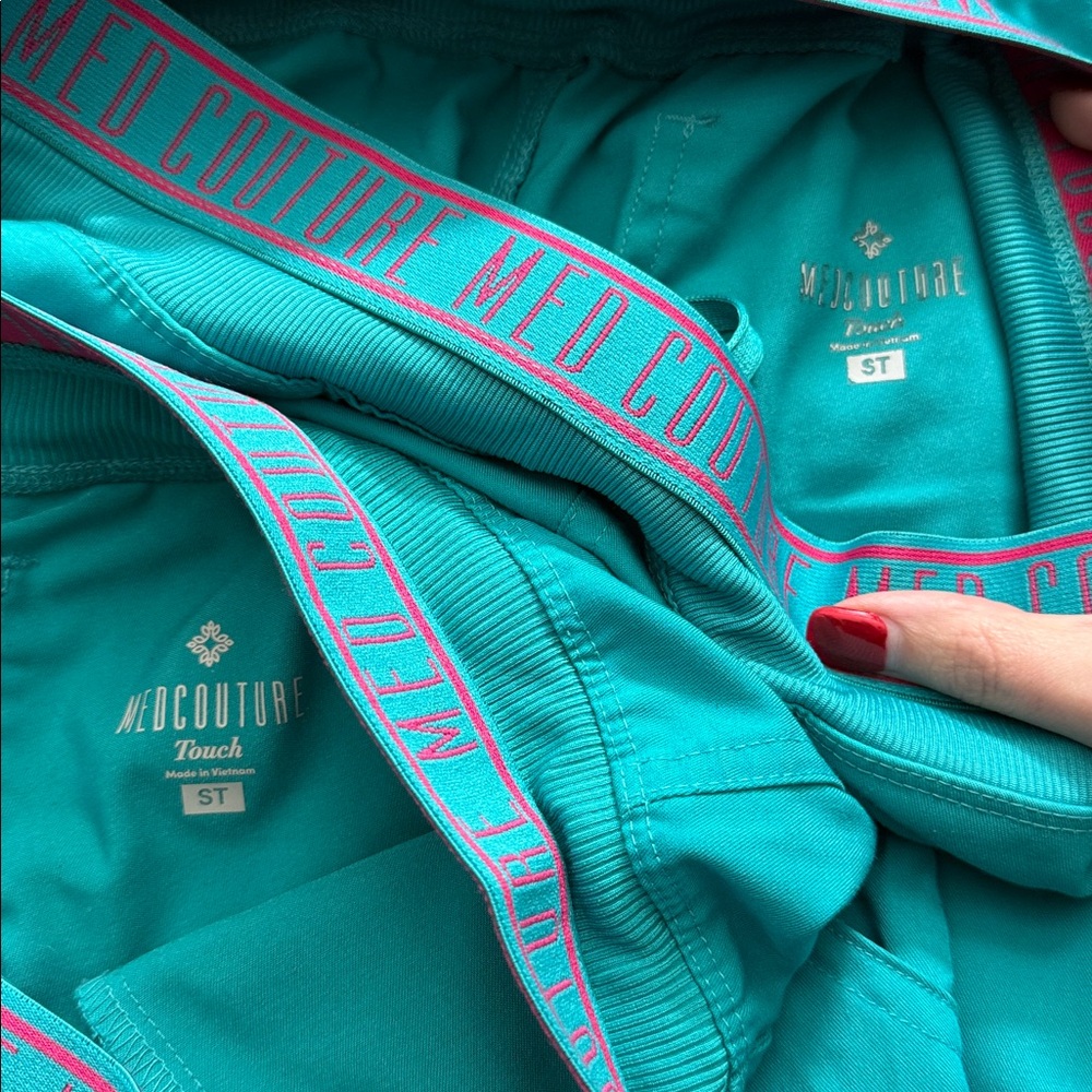 3 Small Tall Teal Scrub Pants - Picture 2 of 3